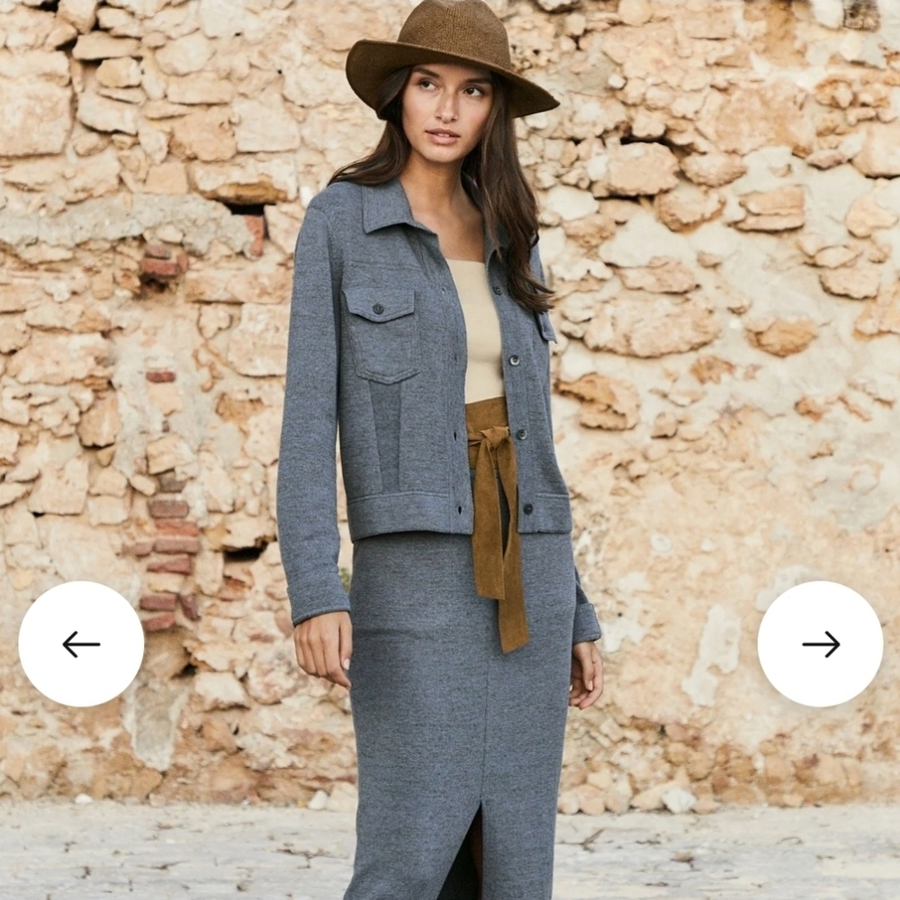 NEW Peruvian Connection Trompe L'oeil Knit Cardigan Jacket‎ Shale Blue XL